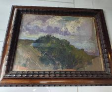 Oil on wood landscape