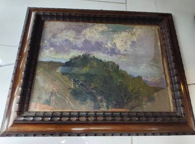 Oil on wood landscape