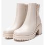 XTI Beige Block Heel Ankle Boots Image 4