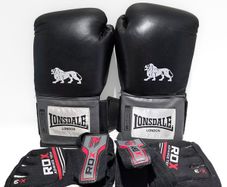Pair of boxing gloves and Kickboxing gloves
