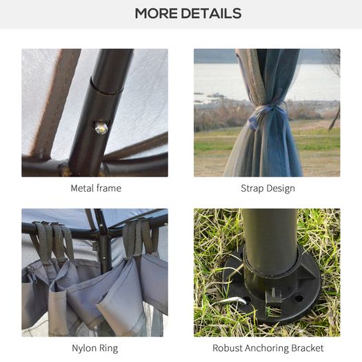 3 x 3 Meter Metal Gazebo Garden Outdoor 2-tier Roof Marquee Party Tent Canopy Pavillion Patio Shelter with Netting