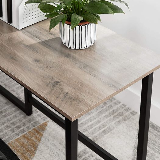L-Shaped Desk, Corner Table with Monitor Stand, for Studying, Playing, Working, Space Saving, Adjustable Feet, Metal Frame, Easy Assembly, Taupe and Black