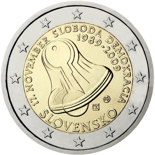 Slovakia 2 Euro Commemorative Coin 2009 - Freedom and Democracy. Uncirculated.