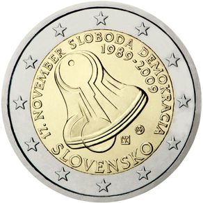 Slovakia 2 Euro Commemorative Coin 2009 - Freedom and Democracy. Uncirculated.