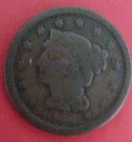 1854 American One Cent in Fine Condition coin