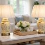 Pair of Large Dunnes Ceramic Bird & Floral Lamps  Brand New Image 3
