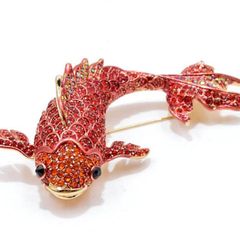 Enamel Brooch. Red Carp
