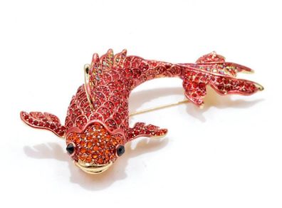 Enamel Brooch. Red Carp