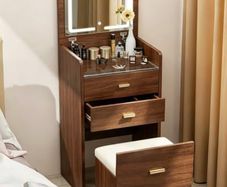 3 in 1 LED Slim Dressing Table with LED Lighting Brown