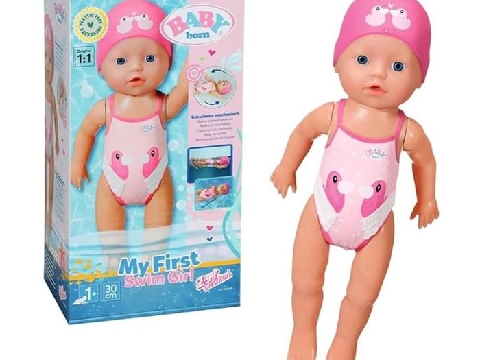 Zapf Baby born My First Swim 30 cm Bath Doll EUC
