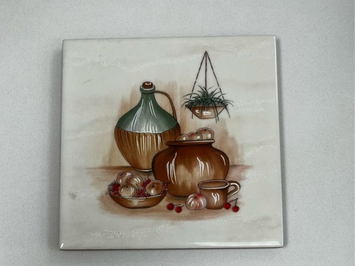 Handmade vintage style tile teapot stand