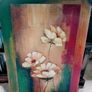 Wooden Painted Picture, Raised Floral Painting. Image 4