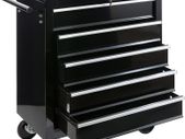 Workshop Trolley 5 Compartments Central Lockable Anti-slip Coating Wheels With Parking Brake Solid Metal