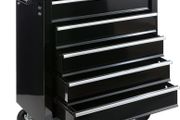 Workshop Trolley 5 Compartments Central Lockable Anti-slip Coating Wheels With Parking Brake Solid Metal