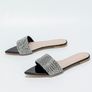 Flat Slippers Black Rhinestone, Elegant Party Sandals, Size UK 5 EU 38 Image 2