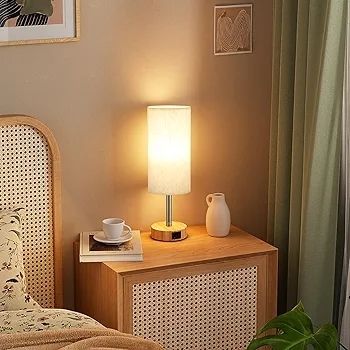 Bedside Lamps Set of 2 Touch Table Lamps with USB-C USB-A Charging Ports, 3 Way Dimmable Bedside Lamp for Bedrooms, Small Touch Lamps for Living Room (Bulb Included