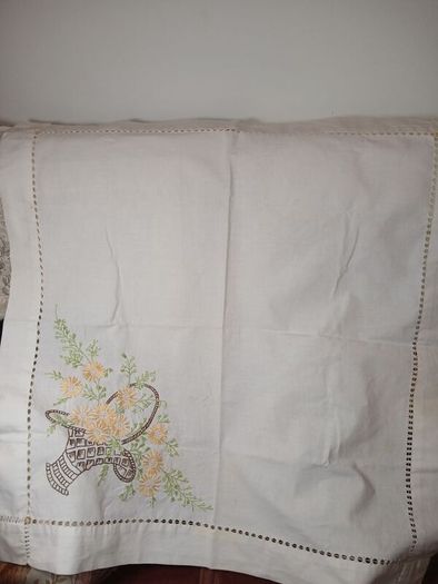 antique hand embroidered table cloth