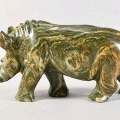 Large handcarved stone Rhino statue