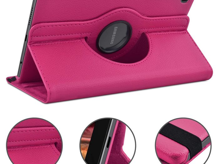 For Samsung Galaxy Tab A7 Lite Tablet Case 360 Rotating PU Leather Cover - Rose