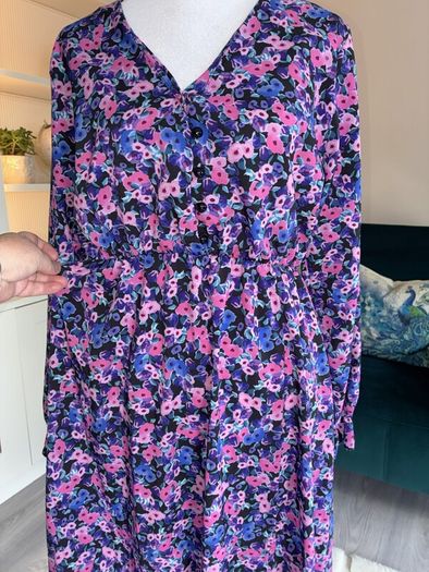 Ladies Long-sleeved Purple & Pink Floral Dress from Vila Size: UK 12 / EU 40
