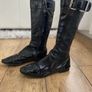 KAREN MILLEN Black Patent Leather Buckle Trim Calf-Length Flat Boots UK 4.5 / EU 37 Image 4