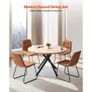 5-Piece Dining Table Set, Space-Saving Round Kitchen Table with 4 Upholstered Orange Chairs, PU Leather Cushions, Modern Wood-Tone Desk with Adjustable Foot Pads for Dining Room, Small Spaces Image 6