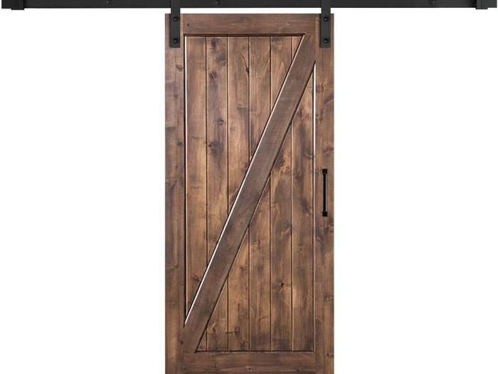 6.6FT Barn Door Hardware Kit with Black Handle