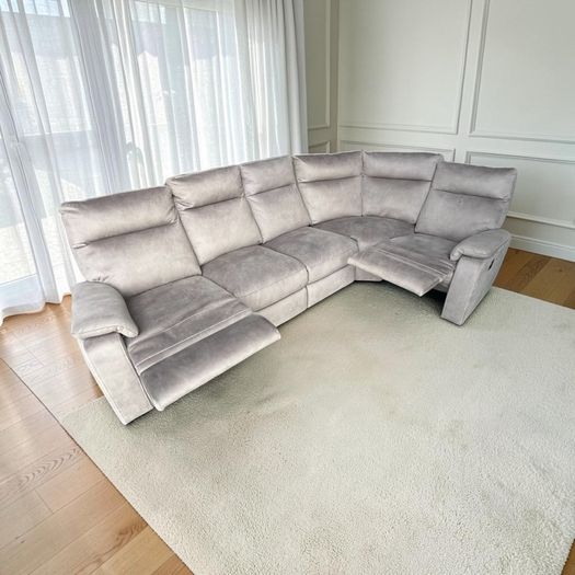 Grey corner recliner sofa