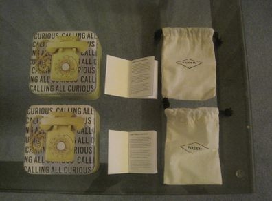 "Fossil" Metal Jewellery Box with pouch and Jewellery Certificate.