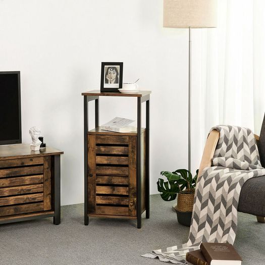 New Standing Cabinet Bedside Cupboard with Shelf - FREE P&P