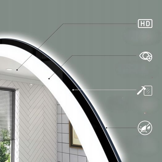 LED Bathroom Mirror Speakers Defogger 80cm Round