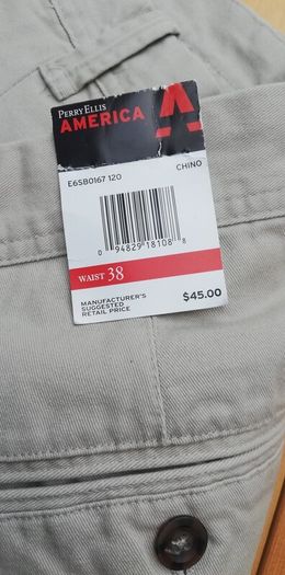 New men's Perry Ellis America chino shorts W38 sand colour