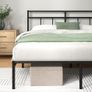Elias Double Bed Frame Bed 190x135 cm  30cm Height Metal Bed Frame with Headboard  Platform bed frame with steel slat support  Modern Design  Easy Assembly  Black Image 3