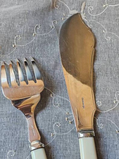 Antique W&H Silver Plated Fish Flatware Servers