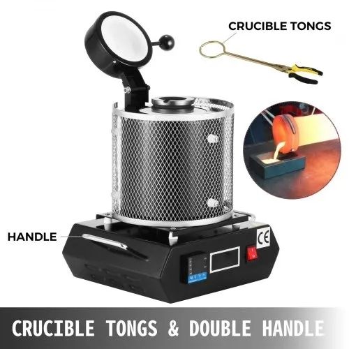 1KG Gold Melting Furnace 1350W Digital Melting Furnace Machine 1150C for Casting Refining