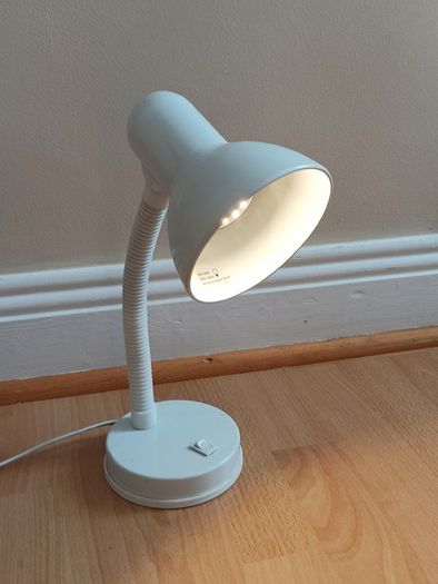 White table lamp with LED bulb