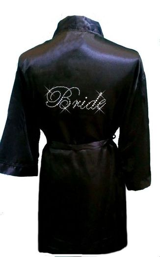 Satin Silk Long Robe Personalised Crystal Bride Bridesmaid Wedding Bridal Party With Rhinestones
