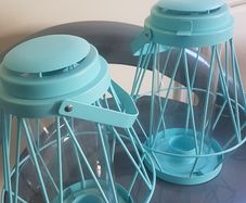 Set of 2 IKEA Lantern for tealight, in/outdoor, turquoise