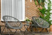 Set 3 Piece Garden Furniture Set with Folding Table and Chairs for Garden Balcony Grey