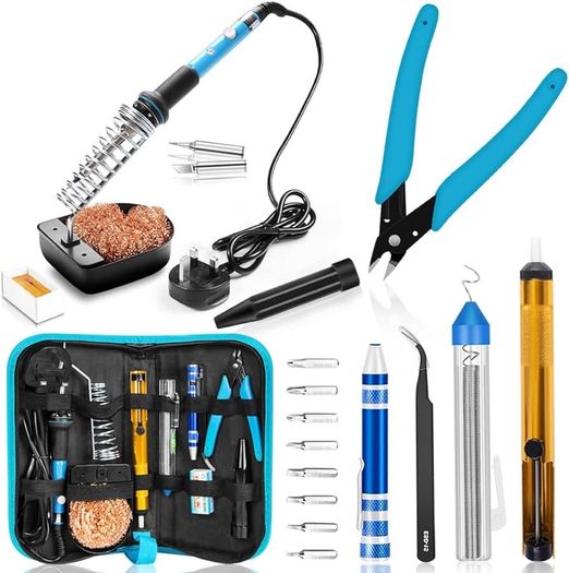 NEW SALE | Soldering Iron, Soldering Iron Kit with Solder, 60W Adjustable Temperature Soldering Kit, 2 Soldering Tips, Desoldering Pump, 8in1 Screwdriver, Tin Wire Tube, Soldering Iron Stand, Tweezers