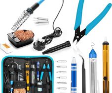 NEW SALE | Soldering Iron, Soldering Iron Kit with Solder, 60W Adjustable Temperature Soldering Kit, 2 Soldering Tips, Desoldering Pump, 8in1 Screwdriver, Tin Wire Tube, Soldering Iron Stand, Tweezers