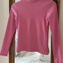 Pink Ribbed High Neck Roll Neck Top - Size XS/S Image 2