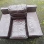 Brown leather sofa & armchair Image 9