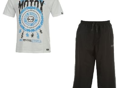 Skateboarder Set - No Fear Graphic T-Shirt & Lonsdale Three Quarter Length Tracksuit Bottoms (Both Medium & Brand New & Tagged)