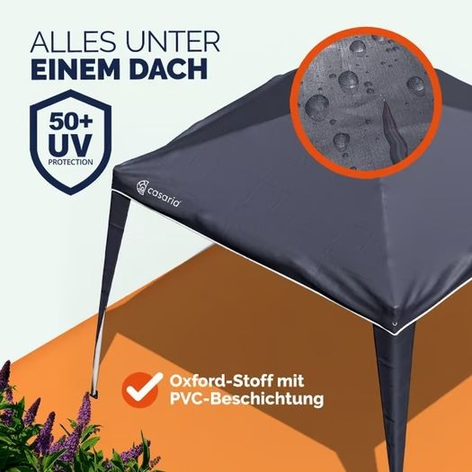 Folding Gazebo 3x3m, Tent, Pop-Up, Quick Setup, UV Protection 50+, Waterproof, Sturdy, Anthracite Grey