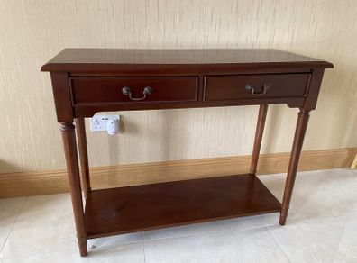 Mahogany console table with 2 drawers