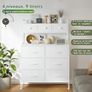 Chest of Drawers, 9-Drawer Bedroom Cabinet with Handles, Wood Top, Metal Frame, Tall Storage Unit Dressing Table for Bedroom, Living Room, White Image 7