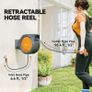 Retractable Hose Reel Wall Mounted, 30-2m Garden Hose Pipe Reel with Lock, Auto Rewind, 7 in 1 Spray Nozzle, Includes Wall Fixings, 180 Swivel, Outdoor Watering, 59 x 23 x 42 cm, Orange Image 4