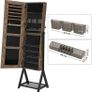 _Jewelry Cabinet on Legs, 3-in-1 Cosmetic Storage Cabinet, with Mirror, Mesh Shelf, Lock, Metal Frame, Industrial Style, Rustic Brown and Black Image 6
