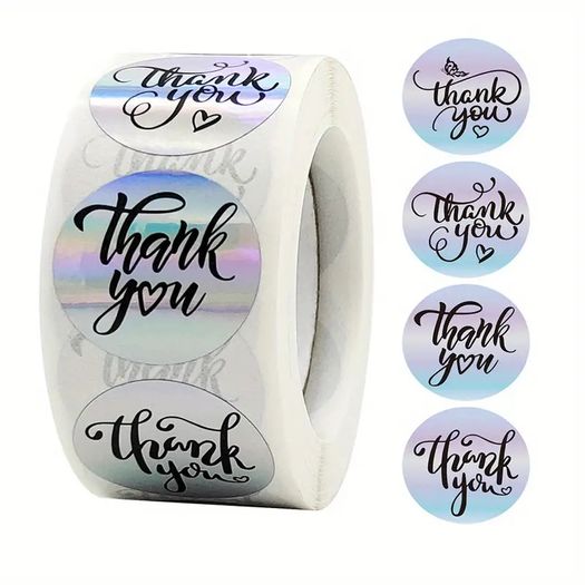 THANK YOU Laser Stickers Roll of 500 / 1 Inch / NEW